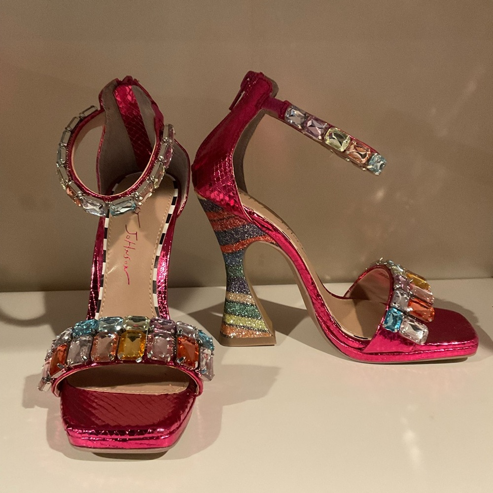 Betsey Johnson Pink Heels with Gem Accents